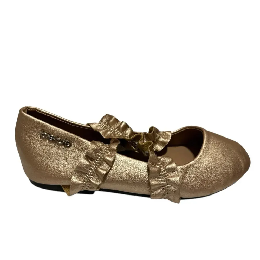 Bebe Girls Rose Gold Slip On Ballet Flats Medium 13-1